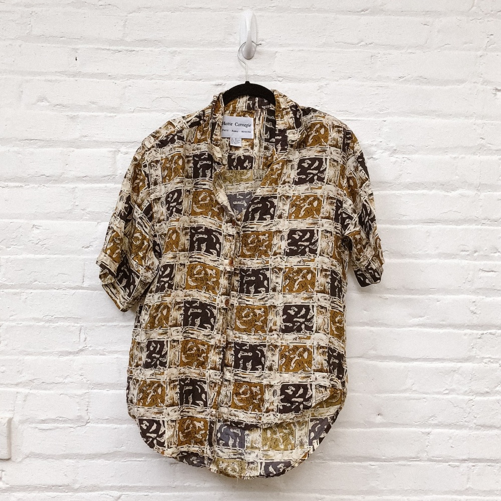 VINTAGE Button Down / 100% Silk / Medium